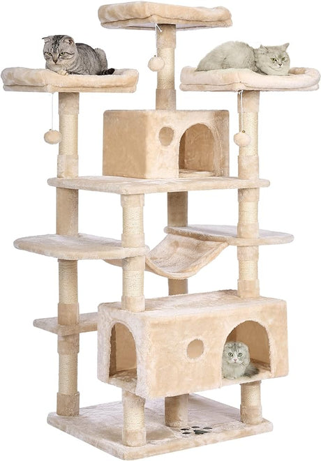 Large Cat Tree Condo with Sisal Scratching Posts Perches Houses Hammock, Cat Tower Furniture