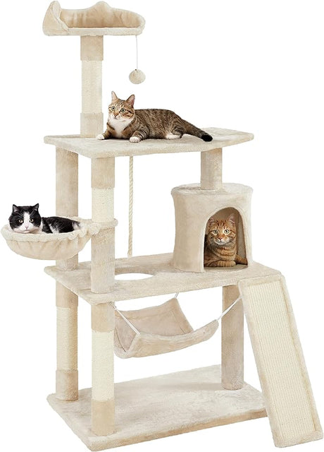 Multi-Level Cat Tree Tower Condo with Scratching Posts, Platform & Hammock