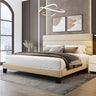 King Bed Frame Platform Bed with Velvet Upholstered Headboard