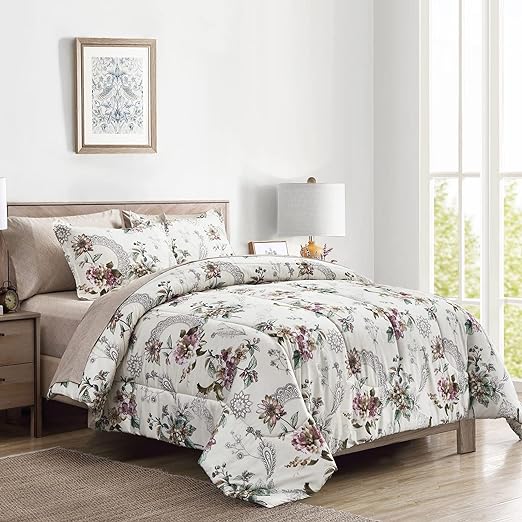 7 Pieces Bed in a Bag Queen Comforter Set with Sheets