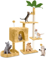 Cat Tree Cat Tower for Indoor Cats with Green Leaves