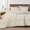 Queen Comforter Set 7 Pieces Bed in A Bag - Soft Microfiber Reversible Grey Bed Set