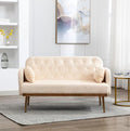 55-inch Small Velvet Couch with Elegant Moon Shape Pillows