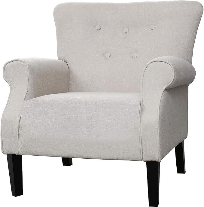 Modern Classic Accent Fabric Arm Chair, Linen Upholstered Single Sofa