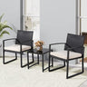 3 Pieces Outdoor Patio Furniture Set, Modern Wicker Bistro Set