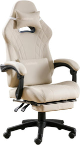 Gaming Chair with Footrest and Massage Lumbar Support