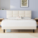 Queen Size Bed Frame with Upholstered Headboard