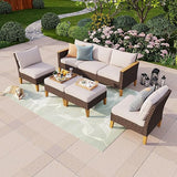 8-Piece Outdoor Sectional Patio Conversation Set with 56" Gas Fire Pit Table Table