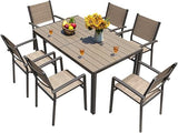 7 Pieces Patio Dining Set Outdoor Furniture with 6 Stackable Textilene Chairs