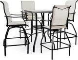 Patio Bar Set  Swivel Bar Stools Outdoor Bistro Textilene Furniture Stability All-Weather Set