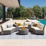 9-Piece Outdoor Half-Moon Furniture Set Patio Sofa Set