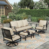 Patio Furniture Set, 2 x Cushioned Rocking Chair, 2 x Ottoman, 1 x 3-Seat Sofa