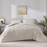 Queen Bed in a Bag White Seersucker Comforter Set