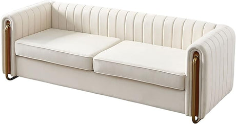 Beige velvet loveseat for living room and office