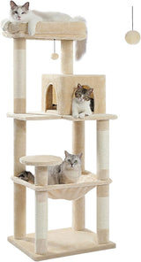 Cat Tree for Large Cats Adult with Metal Plush Big Hammock, 56.3" Cat TowerZ