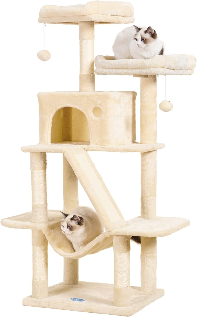 Cat Tree, 57" Cat Tower with Scratching Posts