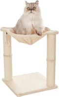Cat Tower with Hammock and Scratching Posts for Indoor Cats, 15.8 x 15.8 x 19.7 Inches