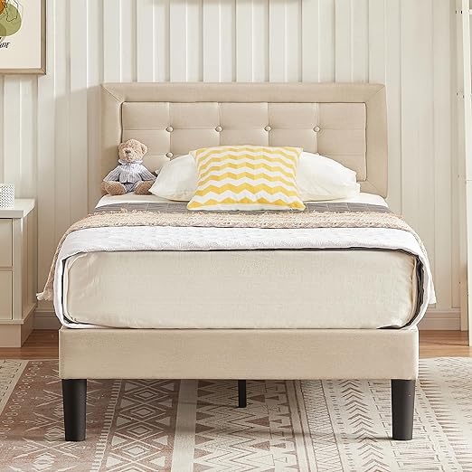 Twin Size Upholstered Bed Frame with Height