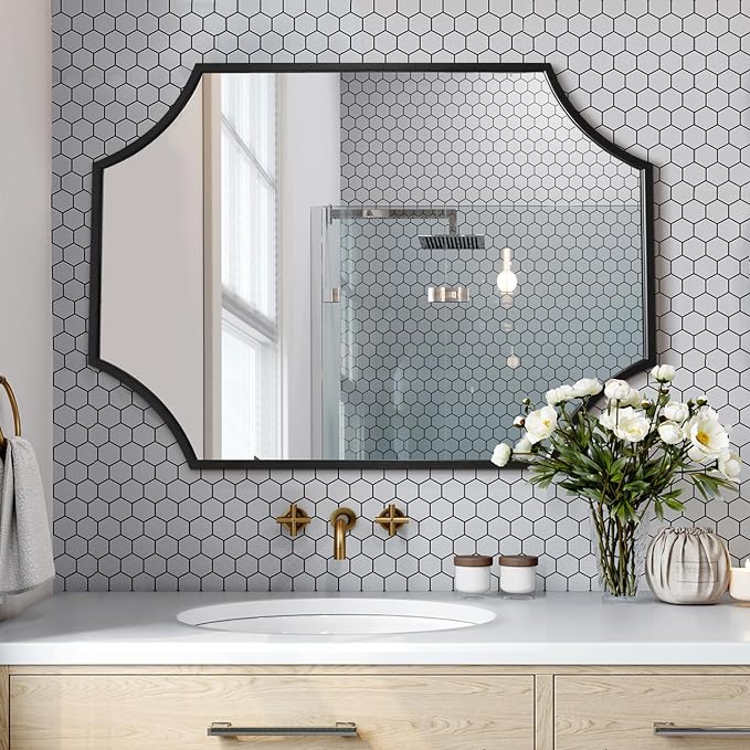 Black Bathroom Mirror 30x40, Large Mirror 30 x 40 Inch for Wall