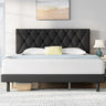 Queen Bed Frame with Adjustable Headboard, Linen Fabric Wrap, Strong Frame