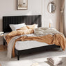 King Upholstered Platform Bed Frame with Vertical Channel Tufted Velvet