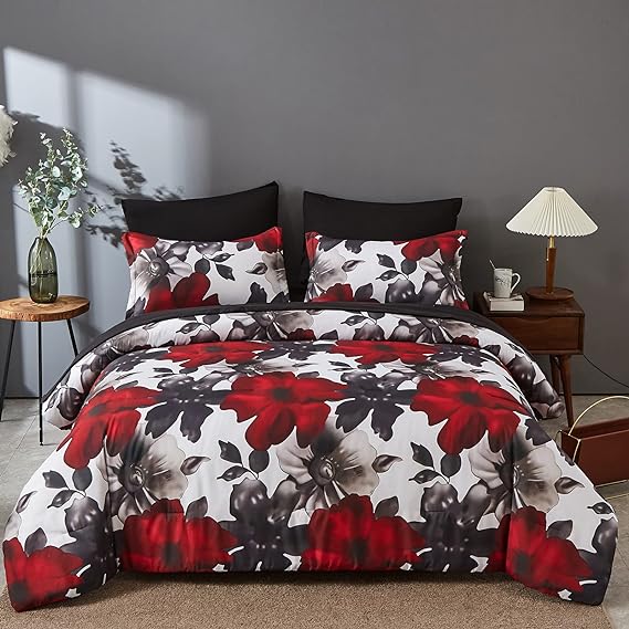 7 Piece Bed in A Bag King Floral Comforter Set