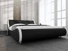 Upholstered King Size Platform Bed Frame Modern Low Profile Sleigh Bed with Faux Leather