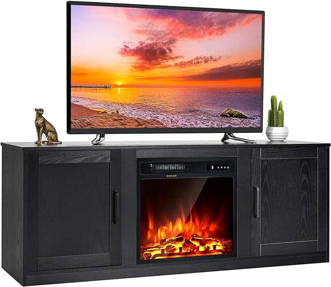 Electric Fireplace TV Stand for TVs up to 65 Inch,with 18 Inch 1500W Faux Fireplace