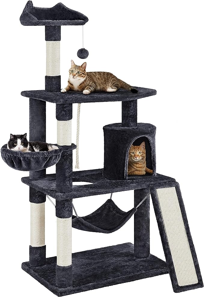 Multi-Level Cat Tree Tower Condo with Scratching Posts, Platform & Hammock