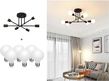 Modern Sputnik Chandelier, 6-Light Ceiling Light