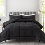 Queen Comforter Set, Black Lightweight 3 Pieces Bedding Set for All Season