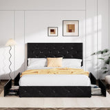 Full Upholstered Storage Bed Frame with 4 Drawers & Adjustable Headboard