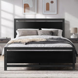 Full Size Metal Platform Bed Frame with Headboard and Footboard,  with Mattress Foundation