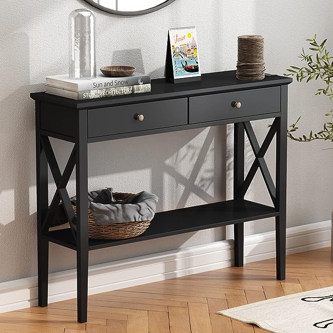 Console Sofa Table Classic X Design with 2 Drawers