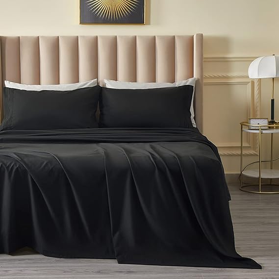 Bed Sheet Set - Brushed Microfiber Bedding Sheets & Pillowcases, Deep Pockets Easy Fit