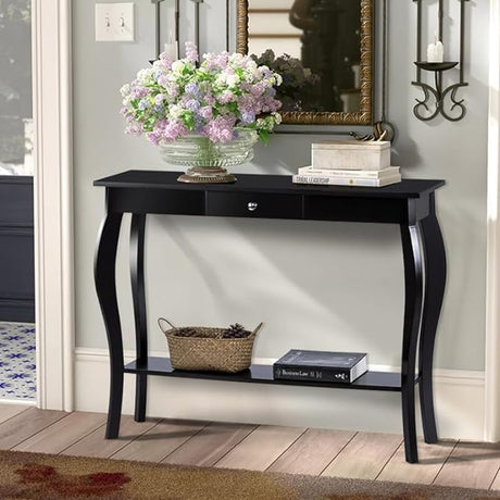 Narrow Console Table with Drawer, Chic Accent Sofa Table