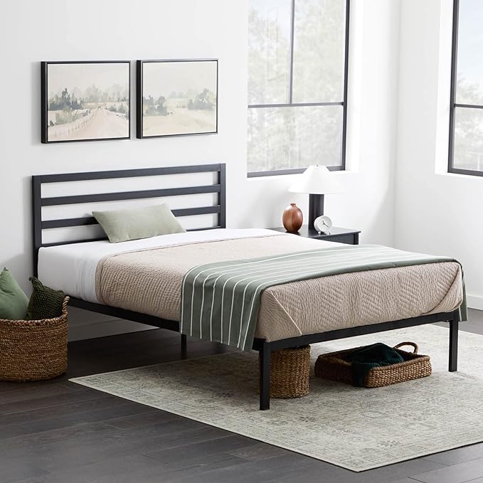 Cassidy Metal Platform Bed Frame with Metal Headboard - Box Spring Not Required