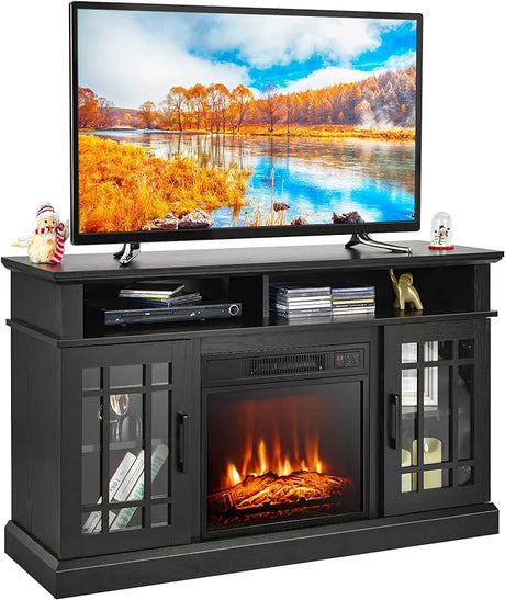 Fireplace Entertainment Center with Two Side Cabinets