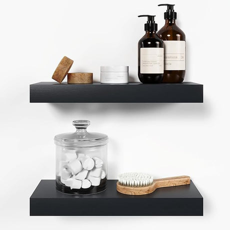 Rustic Farmhouse Floating Shelves - Bathroom Wooden Shelves for Wall Mounted