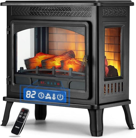 Electric Fireplace Stove with Visible Control Panel and Remote