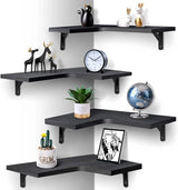 Floating Corner Shelves for Wall Décor Storage, Wall Shelves Set of 4