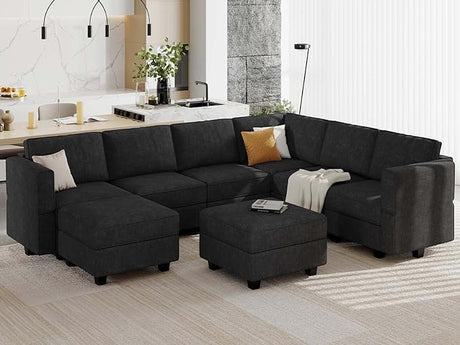 Oversized Modular Sectional Sofa U Shaped Couch Set with Storage Seat Convertible