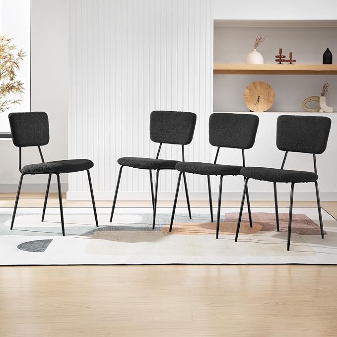 Dining Room Chairs Set of 4 - Modern Boucle Kitchen Chairs