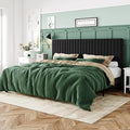 King Bed Frame, Velvet Upholstered Platform Bed with Adjustable Vertical Channel Tufted Headboard
