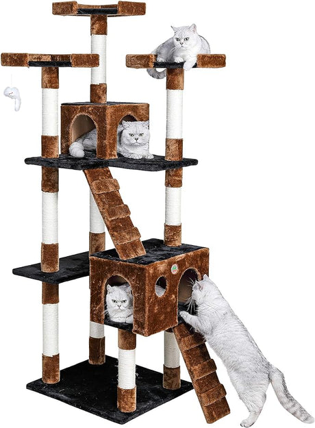 72" Tall Extra Large Cat Tree Kitty Tower Condo Cat House