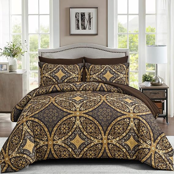 Blue Boho Queen Comforter Set 7 Pieces, Bohemian Bed in a Bag Queen