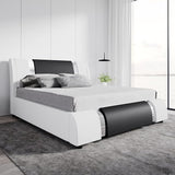 Modern Faux Leather Queen Bed Frame with Adjustable Headboard