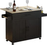 Rolling Kitchen Island Table on Wheels with Drop Leaf