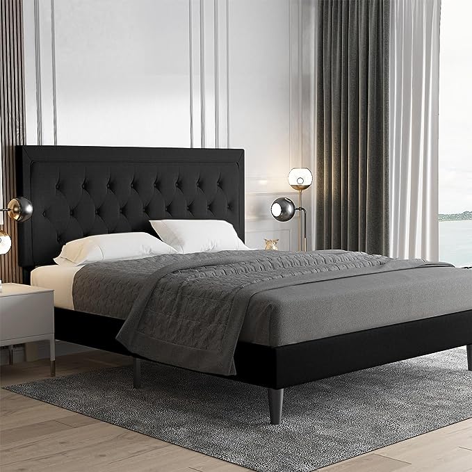 Queen Size Button Tufted Platform Bed Frame