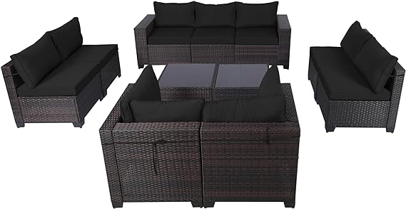 7 Pieces Outdoor Patio Furniture Sets,Rattan Conversation Sectional Set